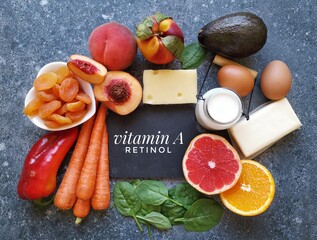 Food rich in vitamin A (retinol). Natural products containing vitamin A. Fruits and vegetables high...