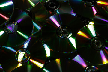 Pile of CDs used for storing data, audio and video
