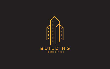 Minimalist real estate logo. Isolated in the black background - Clean house logo for real estate company
