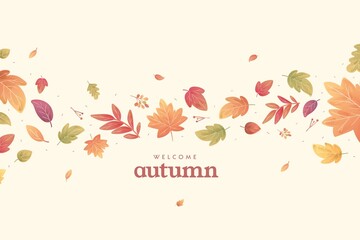 flat  autumnal leaves background vector design illustration