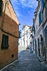 Obraz premium A narrow street in Anguillara sabazia, an old town in Lazio region, Italy.