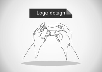 Gamer holding in hand gamepad, Vector illustration flat design. Man playing video games.
