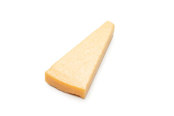 Half of parmigiano cheese isolated on a white background.
