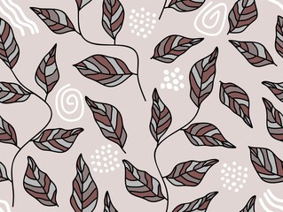 Tropical leaves seamless pattern. vector illustration