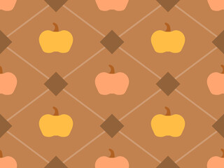 Autumn seamless pattern with pumpkins and geometric shapes. Autumn design for wrapping paper, banners and promotional materials for Halloween and Thanksgiving. Vector illustration