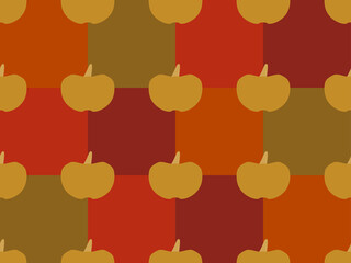 Fototapeta na wymiar Pumpkins seamless pattern. Gold pumpkins on a background of multi-colored squares. Background for wrapping paper, banners, posters and advertising materials. Vector illustration