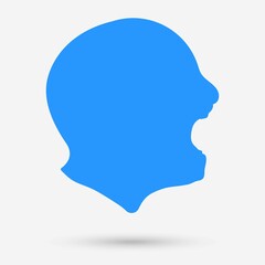 Screaming man silhouette isolated object. Vector illustration.