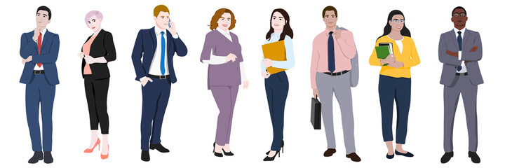 Multicultural team flat vector illustration.