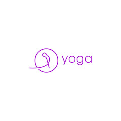 Yoga logo design with line vector graphic