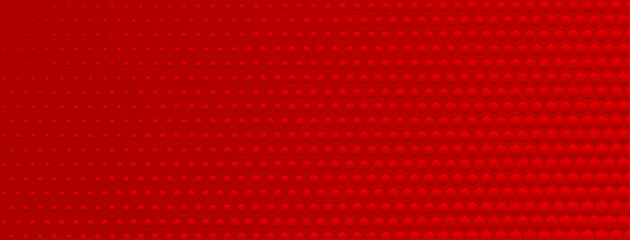 Abstract halftone background made of small hexagonal dots of different sizes in red colors