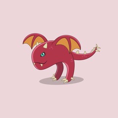 Red Cute Monster Cartoon Illustration, halloween day, monster design video game,