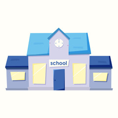 School in cartoon style. Vector illustration in flat style