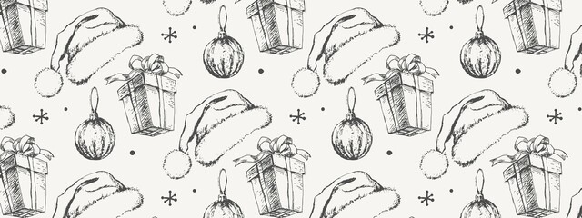 Hand-drawn sketch Christmas pattern NEw year gift