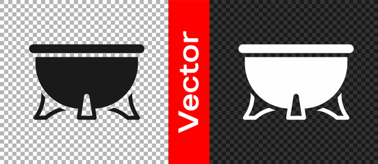 Black Halloween witch cauldron icon isolated on transparent background. Happy Halloween party. Vector