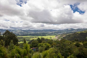 Fototapeta na wymiar Panoramic natural landscape in Nemocón, Cundinamarca, Colombia.