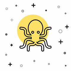 Black line Octopus icon isolated on white background. Random dynamic shapes. Vector