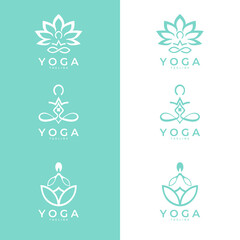Set of icons and symbols for spa center or yoga studio. Meditation symbol. Zen harmony balance sign. Vector illustration.