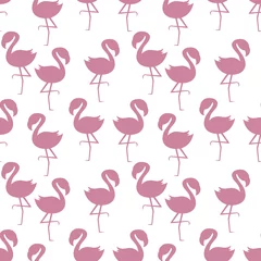 Fototapete Flamingo Doodle flamingo seamless pattern isolated on white. Bird Sketch vector stock illustration. EPS 10