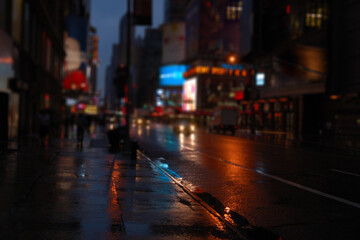 NY street at night blurred view