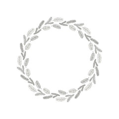 Vector wreath of plant branches. Round frame with place for text isolated on white background