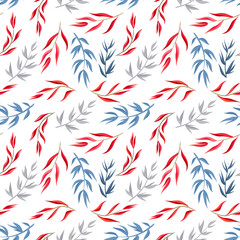 Fototapeta premium Seamless winter pattern with forest trees, berry and snowflakes