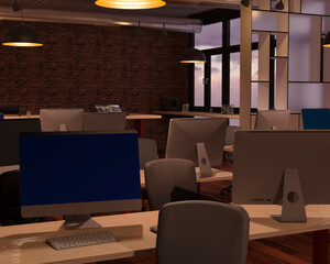 テレビ会議背景用 ZOOM会議背景用 CG 部屋 オフィス デザインスタジオ PC パソコン for using in video conference and as a zoom background.