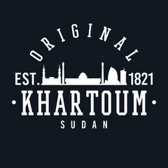 Fototapeta na wymiar Khartoum, Sudan Skyline Original. A Logotype Sports College and University Style. Illustration Design Vector City.