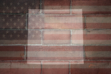 map of colorado state on a painted flag of united states of america on a brick wall