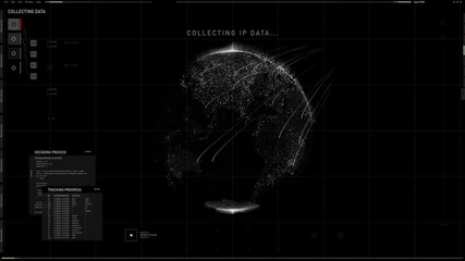 Phantom search system is gathering data from the whole planet earth. Futuristic Phantom search system collecting the sim data. Phantom search system quickly processing the target data. User Interface. - Powered by Adobe