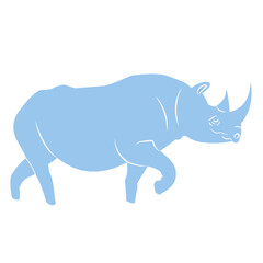 Blue Rhino Walking Vector Illustration