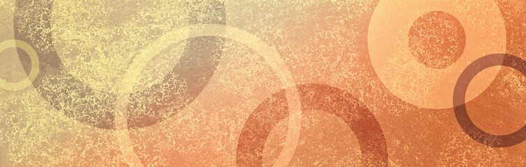 abstract orange background with white brown and red orange circles in faded distressed vintage grunge texture design, old modern geometric pattern paper, earthy warm colors in graphic art banner