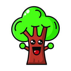 cute trees cartoon illustration vector graphic