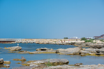 rocky coast of the Caspian sea in Aktau