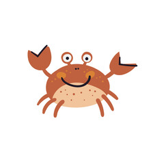 Cute red crab card. Print for t shirt, isolated on white. Happy cancer vector illustration. 