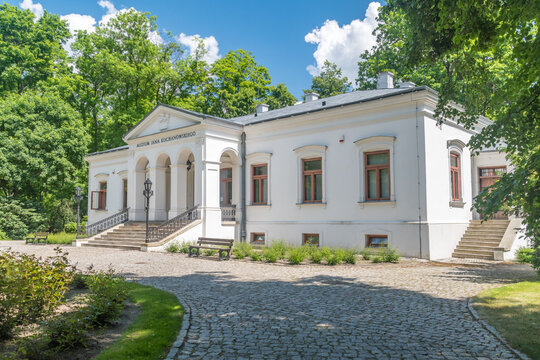 Czarnolas, Poland - June 10, 2021: The brick manor of the Jablonowski family - Jan Kochanowski Museum.