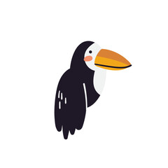 Cute toucan card. Print for t shirt, isolated on white. Happy bird vector illustration. 