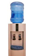 water cooler gallon in office against wall background. blue water gallon on electric water cooler. Office Water Cooler. isolated on white background.
