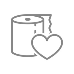 Paper towels and heart line icon. Napkins, positive product evaluation, high quality paper symbol