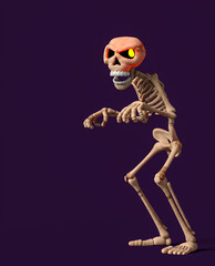 funny skeleton is ready for some action with copy space