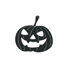 Halloween Pumpkin Icon Silhouette Illustration. Holiday Decoration Vector Graphic Pictogram Symbol Clip Art. Doodle Sketch Black Sign.