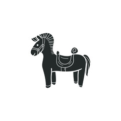 Horse Cowboy Icon Silhouette Illustration. Western Vector Graphic Pictogram Symbol Clip Art. Doodle Sketch Black Sign.