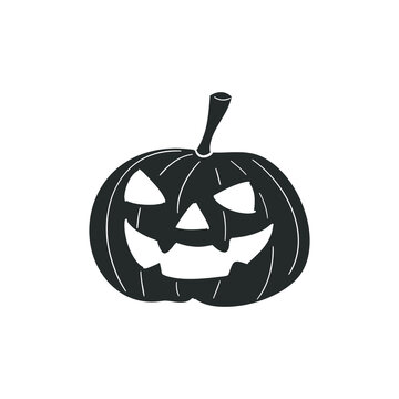 Halloween Pumpkin Icon Silhouette Illustration. Holiday Decoration Vector Graphic Pictogram Symbol Clip Art. Doodle Sketch Black Sign.