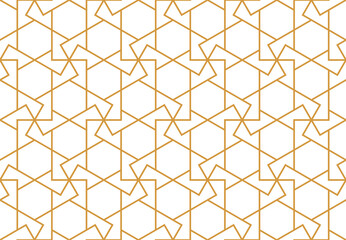 The geometric pattern with lines. Seamless vector background. White and gold texture. Graphic modern pattern. Simple lattice graphic design