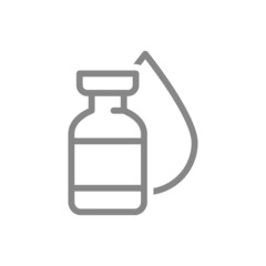 Obraz premium Medical ampoule with drop line icon. Vaccine, immunization, serum, blood donation symbol