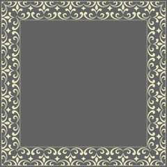 Decorative frame Elegant vector element for design in Eastern style, place for text. Floral gray border. Lace illustration for invitations and greeting cards
