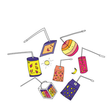 Vector Colorful Lantern festival doodle Placement print