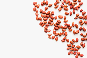 Peanuts on a white background. Peeled peanuts.