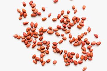 Peanuts on a white background. Peeled peanuts.