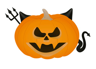 Halloween pumpkin on white background , vector