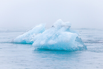 Glacier iceberg floating in the ocean
